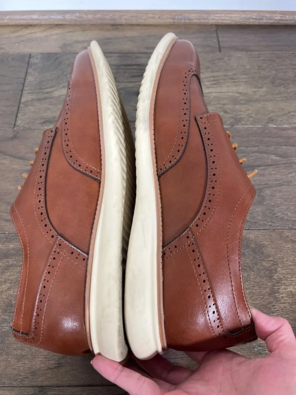JOUSEN Men's Oxford Casual Brogue Wingtip DRE23035 Brown Sz 14 EUC
